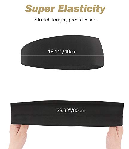 Rhino Valley [3 PZS Cinta para Cabeza Hombre, Diadema Deportiva para Mujer de Fibra Poliéster Suave con Elasticidad Buena para Baloncesto Tenis Ciclismo Correr Escalar y Yoga - Negro