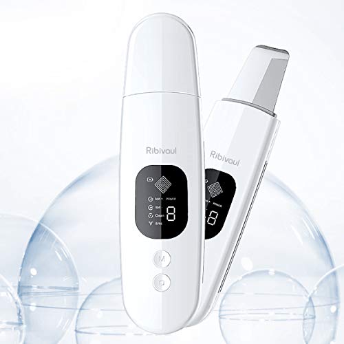 Ribivaul Skin Scrubber - Limpiador Facial Ultrasónico, Limpiador de Poros Espinillas Peeling Ultrasonico, Dispositivo Facial Exfoliante