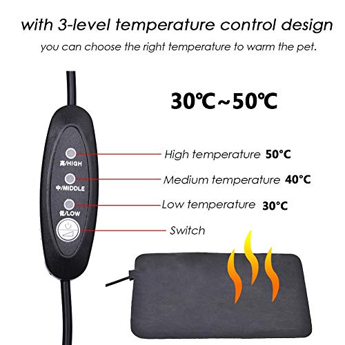 Rich-home Manta Termica Reptiles, 9W Esteras Térmicas para Reptiles Ajustables con Control De Temperatura | Alfombrilla De Calentamiento De Usos Múltiples PU Impermeable Y Fibra De Carbono