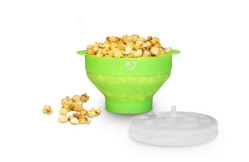Richard Bergendi PoPuP popper de palomitas de microondas con cómodo mangos, fabricante de palomitas de silicona, plegable Bowl con tapa