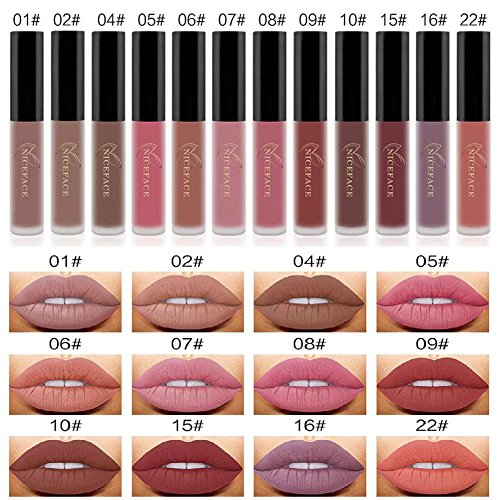 RICHOOSE - Juego de 12 lápices labiales de maquillaje mate de larga duración