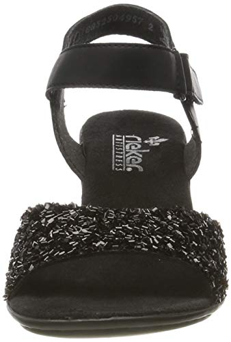 Rieker 64689-00, Sandalias Punta Cerrada para Mujer, Negro (Schwarz/Schwarz 00), 38 EU
