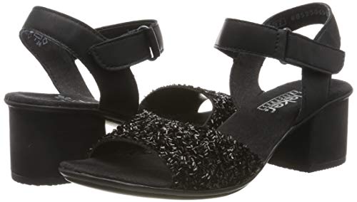 Rieker 64689-00, Sandalias Punta Cerrada para Mujer, Negro (Schwarz/Schwarz 00), 38 EU