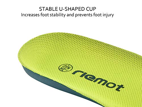 riemot Plantillas Deportivas Ortopédicas Niños para Fascitis Plantar, el Dolor de Talón, pie plano, Dolor de Rodilla y Espald, Cómodas, Correr, Deportes,K-Green-31-33