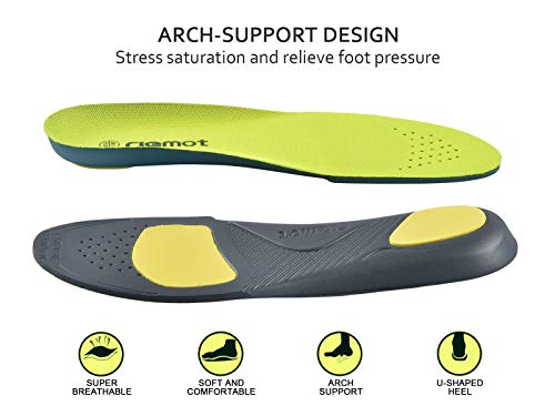 riemot Plantillas Deportivas Ortopédicas Niños para Fascitis Plantar, el Dolor de Talón, pie plano, Dolor de Rodilla y Espald, Cómodas, Correr, Deportes,K-Green-31-33