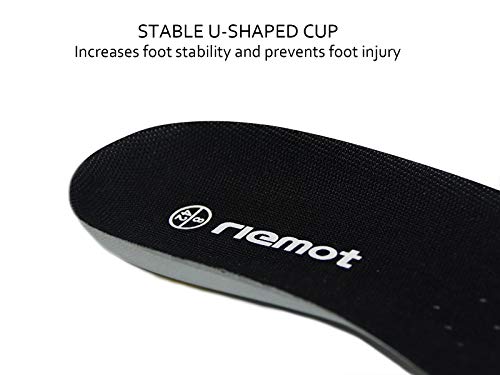 riemot Plantillas Ortopédicas con Soportes de Arco, Plantillas Deportivas Hombre Mujer, Fascitis Plantar y Tendinitis, pie Plano, el Dolor de Talón, para el Dia a Dia, Senderismo, Trabajo, Negro 46