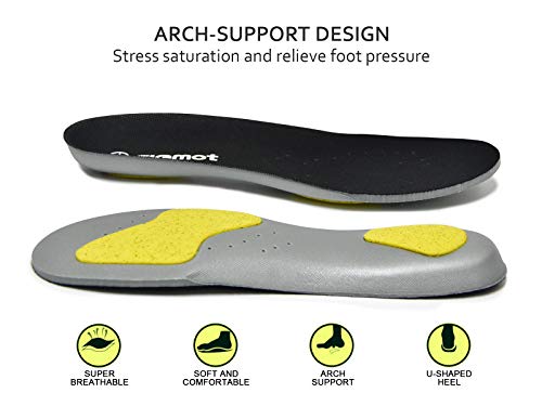 riemot Plantillas Ortopédicas con Soportes de Arco, Plantillas Deportivas Hombre Mujer, Fascitis Plantar y Tendinitis, pie Plano, el Dolor de Talón, para el Dia a Dia, Senderismo, Trabajo, Negro 46