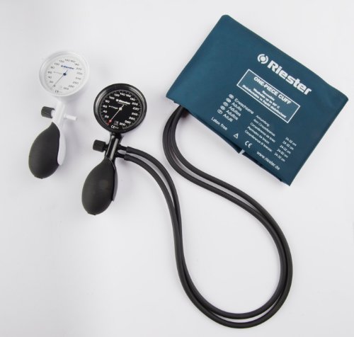 Riester 1376-151 e-mega negro, Brazalete desinfectable adultos, 2-tubo, sin latex