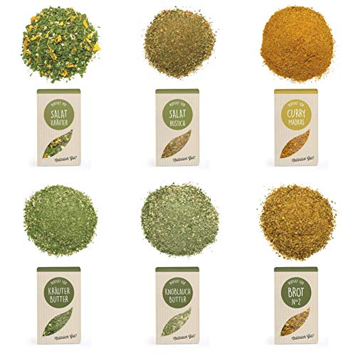 RINAMA – Lote de 6 mix de hierbas y especias «Veggie » para carne, pescado, verduras y ensaladas – Mezclas perfumadas - Comida, Barbacoa y condimentos – Estuche degustación para regalar