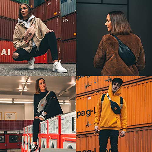 Riñonera Hombre y Mujer Rosa - JOHNNY URBAN Toni Riñoneras Hip Bag de Tela de Algodón para Festivales y Deportes - Bolsa de Cintura Hipster Fanny Pack Bolso de Viaje Repelente al Agua