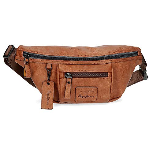 Riñonera Pepe Jeans Vegan con Bolsillo Frontal, Marrón, 23x15x2.5 cm