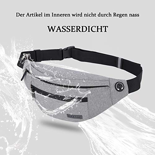 Riñonera Unisex con Conector para Auriculares y 3 Bolsillos con Cremallera, cinturón Ajustable, Bolsa para Entrenamiento al Aire Libre, Viajes, Casual, Correr, Senderismo (Grande-Gris)