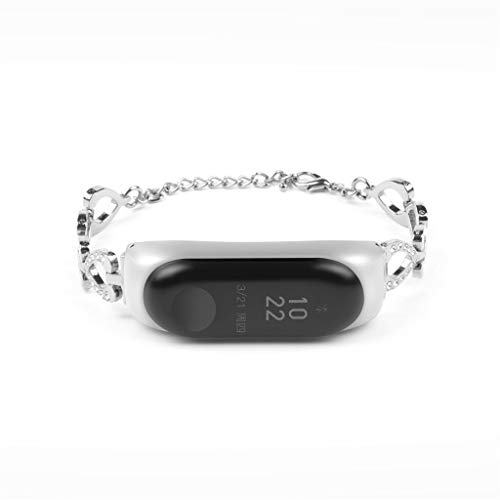 Riou Correa Compatible con Xiaomi Mi Band 4 Pulsera de Acero Inoxidable Diamante Correa de Banda de Reloj Inteligente Pulseras de Repuesto Correa