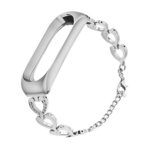Riou Correa Compatible con Xiaomi Mi Band 4 Pulsera de Acero Inoxidable Diamante Correa de Banda de Reloj Inteligente Pulseras de Repuesto Correa