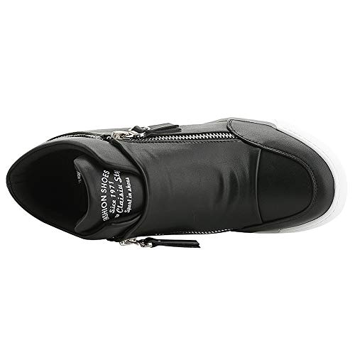 rismart Mujer Cuña Plataforma Botín Elegante Deportivos Zapatillas Zapatos SN15018(Negro,37 EU)