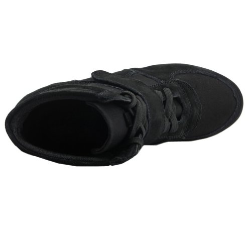 Rismart Mujer Zapatos Formal Oculto Tacón Cuña Gamuza Tela Zapatillas (Negro,EU38.5)