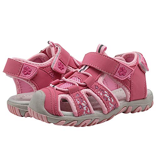 rismart Niña Dedo del pie Cerrado Los Deportes Mariposa Al Aire Libre Sandalias de Playa SN03025(Rosa,23 EU)