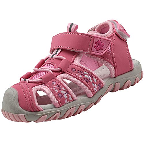 rismart Niña Dedo del pie Cerrado Los Deportes Mariposa Al Aire Libre Sandalias de Playa SN03025(Rosa,23 EU)