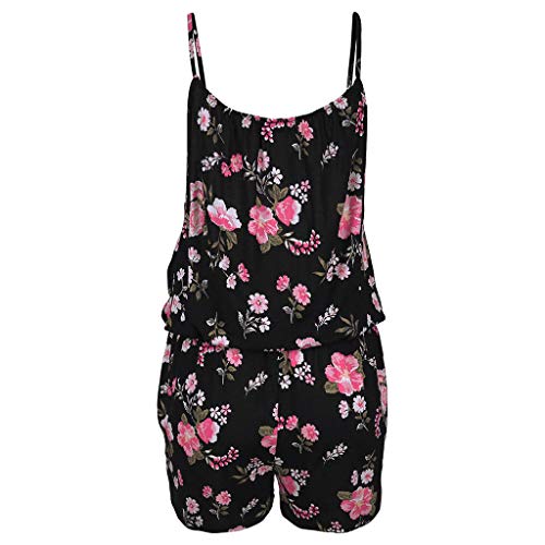 RISTHY Monos De Vestir Mujer Verano Fiesta Elegante Tirantes Mono Corto Impresión Floral Backless Sin Mangas Cuello O Jumpsuit Anchos Coctel Playa Beach Boho Ropa Moda
