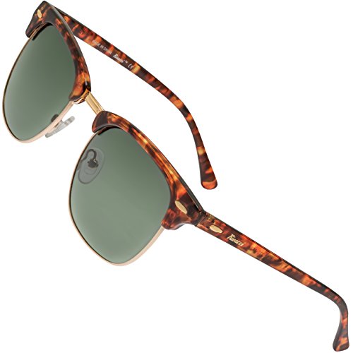 Rivacci Gafas de Sol de Moda Polarizadas - Marca Retro/Vintage – Lentes Deportivas – Dorado Marrón / G15 (verde/gris) Polarizado