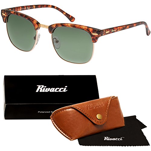 Rivacci Gafas de Sol de Moda Polarizadas - Marca Retro/Vintage – Lentes Deportivas – Dorado Marrón / G15 (verde/gris) Polarizado