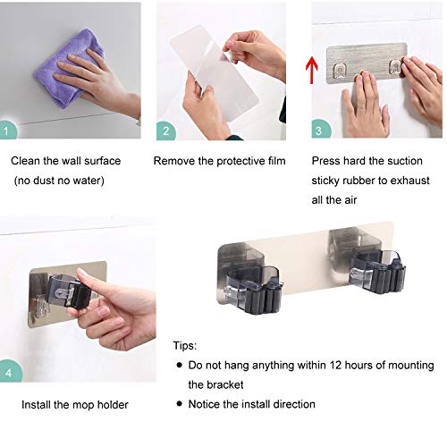 Rixow Colgador de Escobas, Colgador y Organizador para Fregonas y Batería de Cocina, Escoba Multifunción y Portaescobillas para Baño, Sala de Estar, Balcón, La Cocina - 6 PCS Ganchos Adhesivos