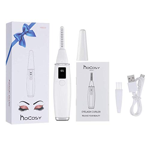 Rizador de Pestañas Eléctrico, HOCOSY rizador de pestañas Termico profesional, dos tipo de Temperatura para contral, Display LCD de Temperatura, Calentamiento rápido y 24 horas de larga duración