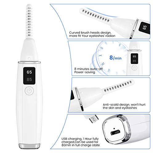 Rizador de Pestañas Eléctrico, HOCOSY rizador de pestañas Termico profesional, dos tipo de Temperatura para contral, Display LCD de Temperatura, Calentamiento rápido y 24 horas de larga duración