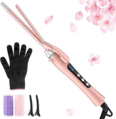 Rizador Pelo Profesional, QUARED Plancha Rizadora de 9 mm con Placas de Cerámica de Turmalina, Rizador de Pelo Eléctrico con Pantalla LCD, Temperatura Ajustable 100℃-230℃/190℉-450℉