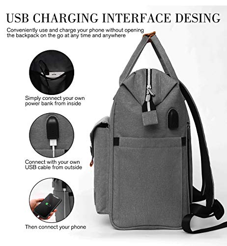 RJEU Mochila Mujer para Portátil Mochilas Escolares Juveniles con Puerto USB Resistente al Agua 35L