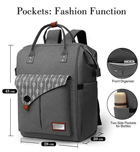 RJEU Mochila Mujer para Portátil Mochilas Escolares Juveniles con Puerto USB Resistente al Agua 35L