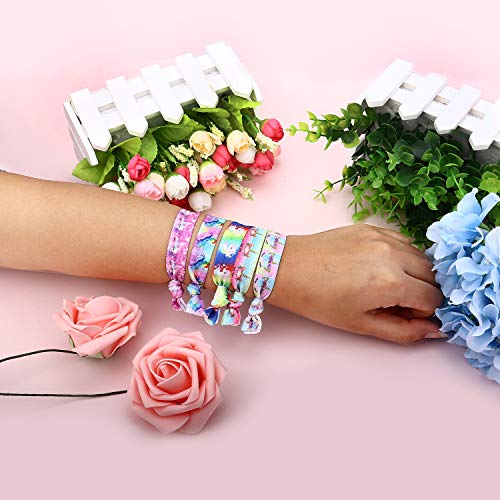 RLGPBON Pack 5 Unicornios Mochila con cordón/Maquillaje Bolsa/Collar de Cadena de aleación/Pulsera/5 Piezas de Lazos para el Cabello Unicornio/Unicornio Drawstring Gift para niñas