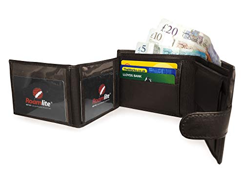 Roamlite - Cartera para Hombre, Dark Brown RFID Blocking (Marrón) - RL374DBRFID