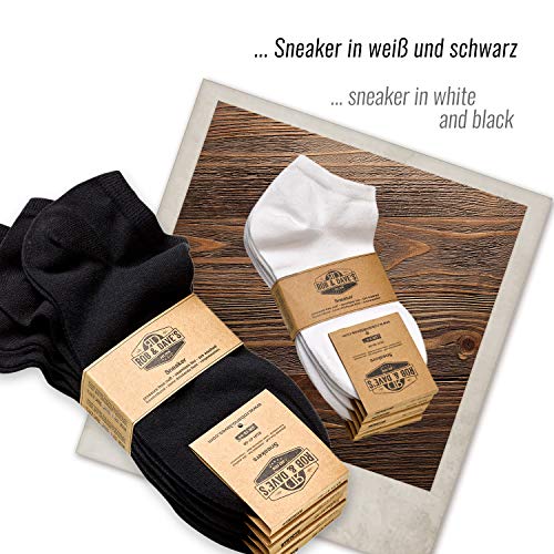 Rob & Dave's Calcetines de deporte corte bajo - 5 pares - Material certificado no tóxico - Negro blanco - Calcetines hombres y calcetines mujer - Calcetines deporte sin costuras incomodas ni opresión