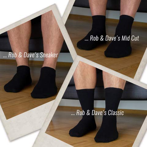Rob & Dave's Calcetines de deporte corte bajo - 5 pares - Material certificado no tóxico - Negro blanco - Calcetines hombres y calcetines mujer - Calcetines deporte sin costuras incomodas ni opresión