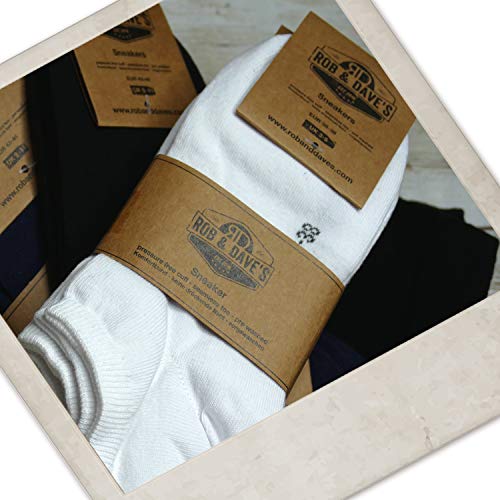 Rob & Dave's Calcetines de deporte corte bajo - 5 pares - Material certificado no tóxico - Negro blanco - Calcetines hombres y calcetines mujer - Calcetines deporte sin costuras incomodas ni opresión
