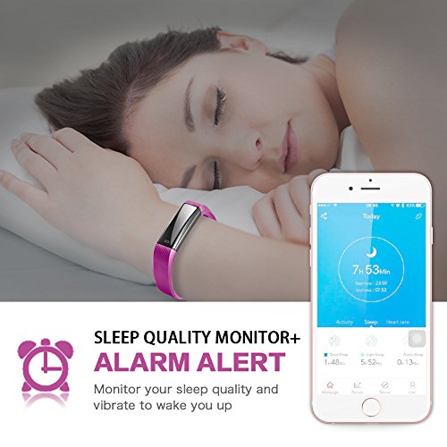 RobotsDealMonitor Deportivo Pulsera Inteligente ID115 Recordatorio LlamadasRastreadorde Actividad Bluetooth para teléfono Android iOS (Púrpura)