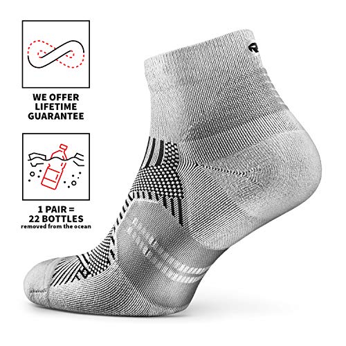 ROCKAY Flare Calcetines de Correr para Hombres y Mujeres, Acolchonados, Cortos, Soporte de Arco Plantar, 100% Reciclados, Anti-Olor (1 Par)
