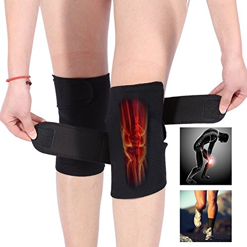 Rodillera 1 par Unisex Negro Turmalina Autocalentador Cinturón magnético protector de rodilla Artritis Brace Support Protege eficazmente tus rodillas Ajustable Alta permeabilidad a los gases