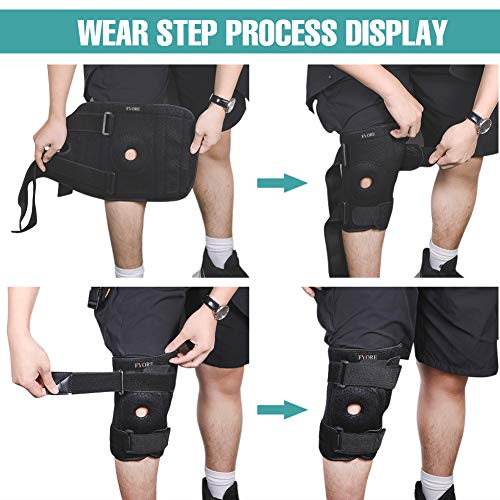 Rodillera ajustable con bisagras para hombres y mujeres, estabilizador de rótula abierta, soporte para rodillas, artritis, alivio del dolor, protección para correr, rodilleras