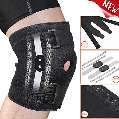 Rodillera ajustable con bisagras para hombres y mujeres, estabilizador de rótula abierta, soporte para rodillas, artritis, alivio del dolor, protección para correr, rodilleras