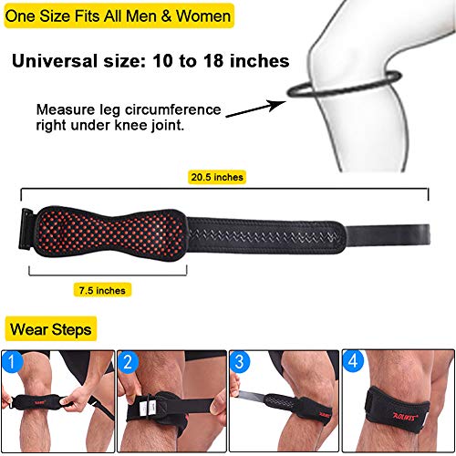 Rodillera con correa de apoyo para la rótula, rodillera ajustable y la mejor almohadilla de apoyo para el tendón patelar para aliviar el dolor de rodilla de la tendinitis, ACL,correr, sentadillas