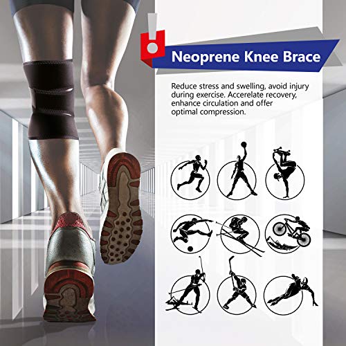 Rodillera de neoprene Totalmente Ajustable-Soportе Rodilla-Ortesis rodilla-Estabilizadora menisco-Ayuda en Lesiones de Ligamentos Artritis Large