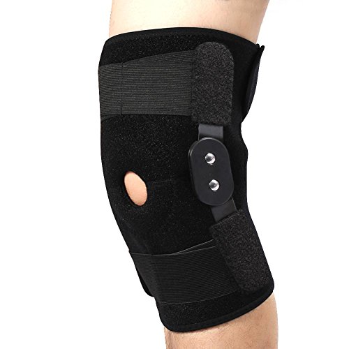 Rodillera deportiva Estabilizadora de Rotuliana Menisco con Bisagras de aleación de aluminio Desmontable Ajustable Profesional protector de rodilla Soporte de Medial y Lateral (Negro Bisagras Soporte)