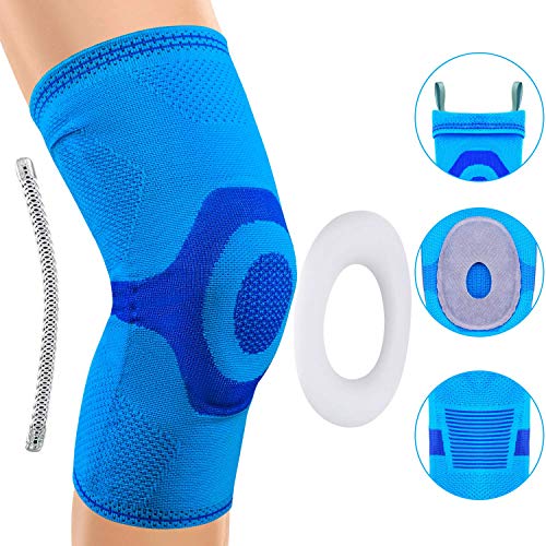 Rodillera, soporte de manga de compresión de rodilla para correr, artritis, ACL, desgarro de menisco, deportes, alivio del dolor articular y recuperación de lesiones (Azul, XXL)