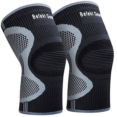 Rodilleras Menisco y Ligamentos, [2 Piezas] Befekt Gears Rodillera Deportiva Compresión Transpirable Antideslizante Hombre y Mujer para Crossfit, Correr, Deportes, Entrenamiento, Baloncesto, Bicicleta