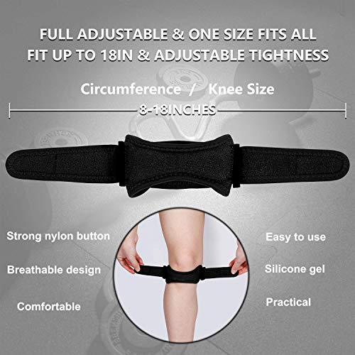 Rodilleras para rótula (2 unidades), alivio del dolor producido por tendinitis, correas de sujeción para senderismo, fútbol, baloncesto, correr, saltar, tenis, voleibol y sentadillas