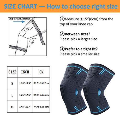 Rodilleras Soporte de rodilla Soporte de compresión Mangas Hombres y mujeres - para Lesiones de ligamentos Dolor articular Artritis Menisco Desgarro Tendinitis del LCA Correr, Deportes (Pares M)