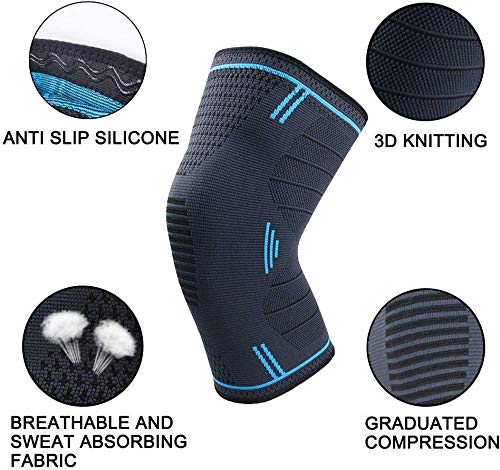 Rodilleras Soporte de rodilla Soporte de compresión Mangas Hombres y mujeres - para Lesiones de ligamentos Dolor articular Artritis Menisco Desgarro Tendinitis del LCA Correr, Deportes (Pares M)