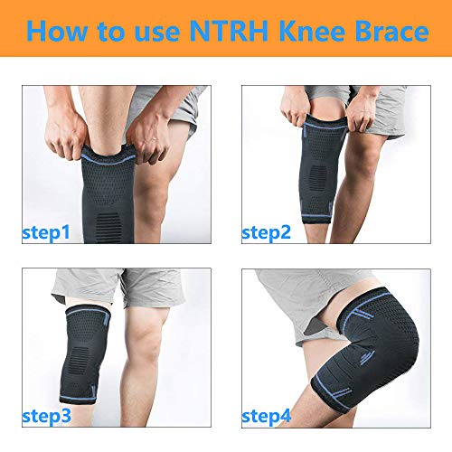 Rodilleras Soporte de rodilla Soporte de compresión Mangas Hombres y mujeres - para Lesiones de ligamentos Dolor articular Artritis Menisco Desgarro Tendinitis del LCA Correr, Deportes (Pares M)